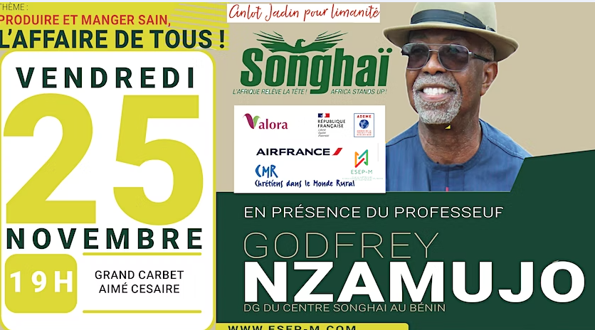 Le fondateur de la Ferme de Songhaï, le Pr Béninois Godfrey N'zamujo, en novembre à la Martinique ... mieux connaître !