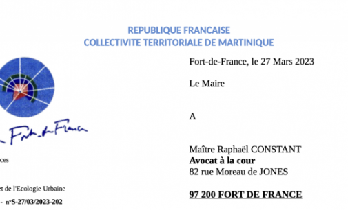 Le Maire de Fort de France au courrier des avocats des occupants de l’Espace Camille Darsières