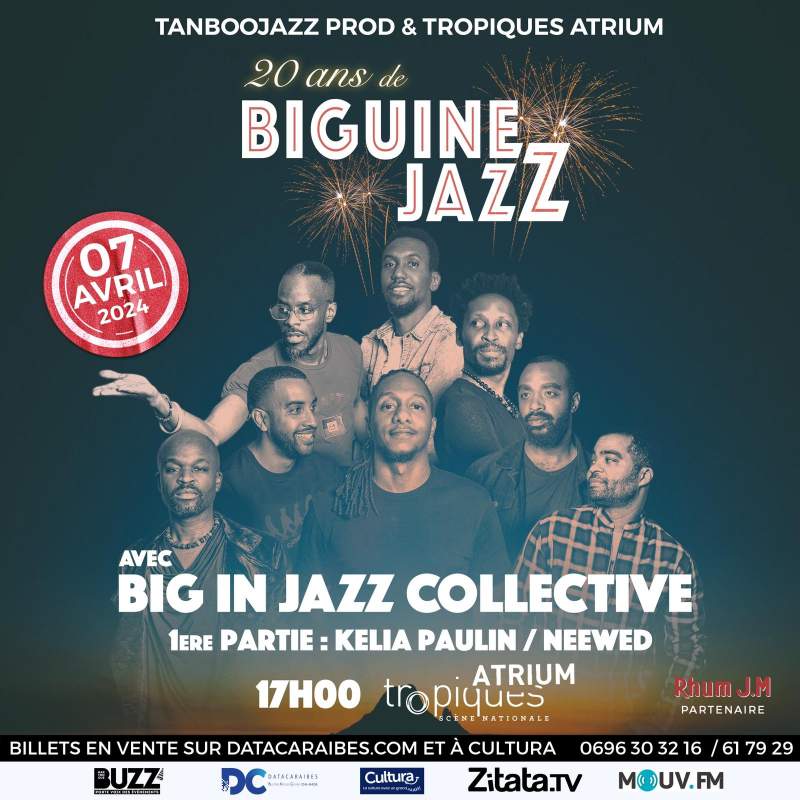 Les 20 ans du Biguine Jazz Festival - Dimanche 7 avril 2024 à 17h a lieu à Tropiques Atrium