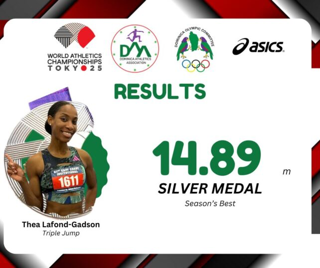 L’Association athlétique de la Dominique félicite Thea LaFond pour sa médaille d’argent aux Championnats du monde.