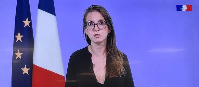 Aurore Bergé intervenant en vidéo lors de l’ouverture